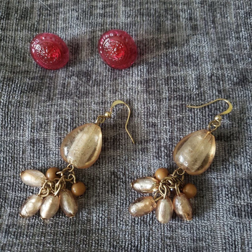 2 Pairs of Italian Glass Earrings